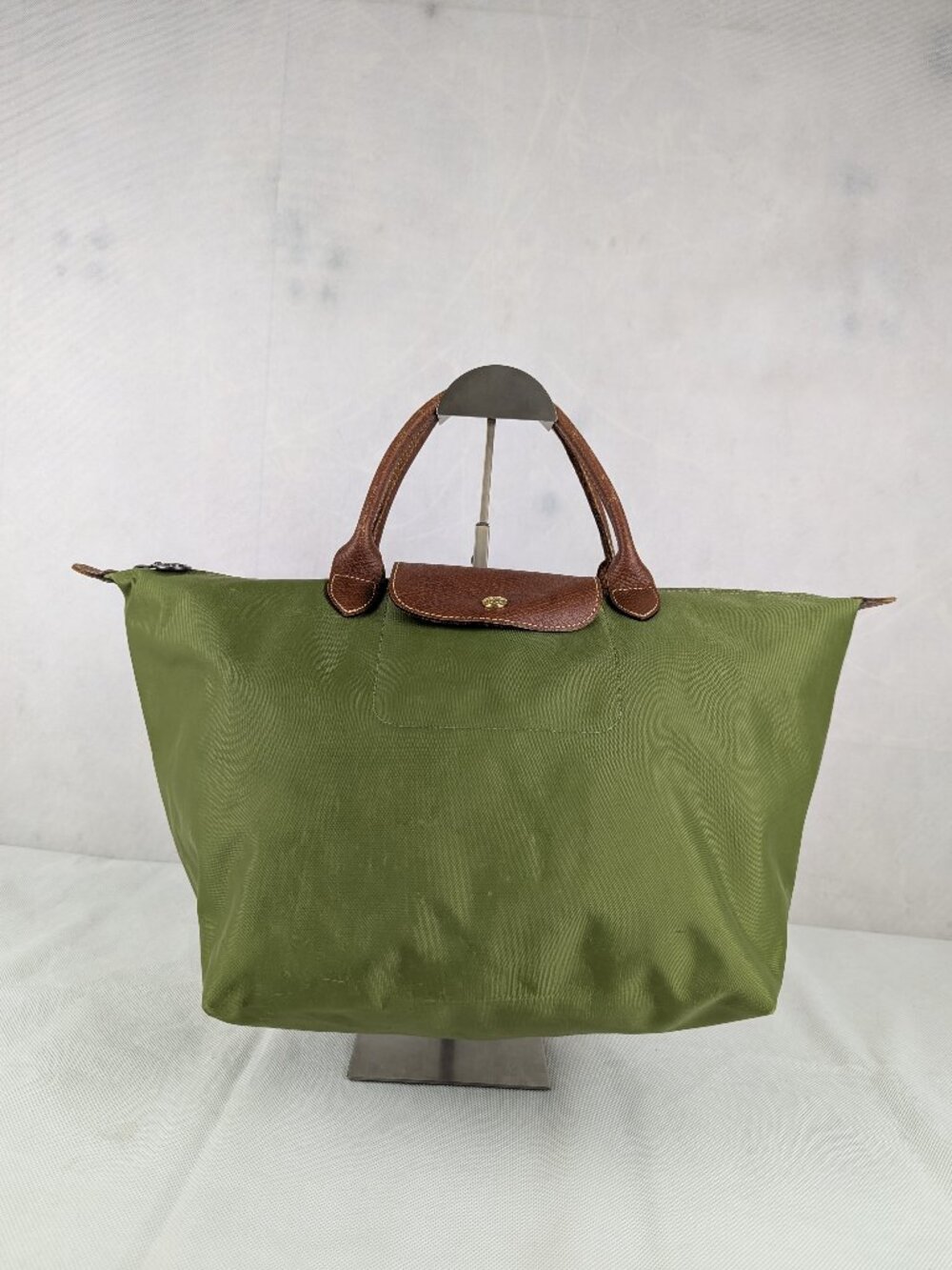 Used Authentic Longchamp Le Pliage Green Bag Nylon Tote - Classic Designer Purse
